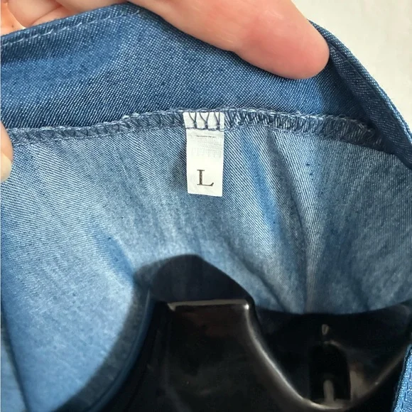 Blue Button-Up Tiered Dress - Picture 8 of 9